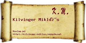 Kilvinger Miklós névjegykártya